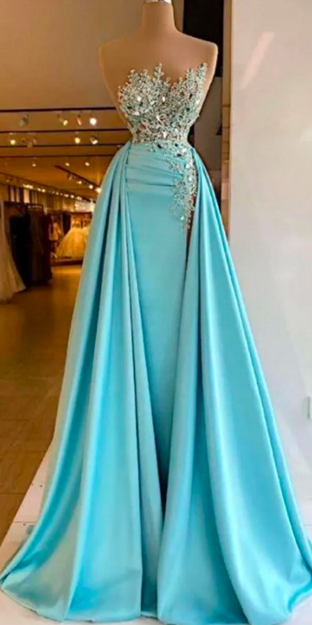 2024 Illusion Sleeveless Evening Dresses Ruched Side Split Lace Beaded Formal Prom Party Gowns Elegant Vestido De Novia