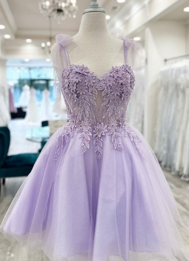 Customized(can Not Refund) Lace Appliques Short Prom Dresses Bow Spaghetti Straps Illusion Corset Short Homecoming Dresses Floral Lace Beading
