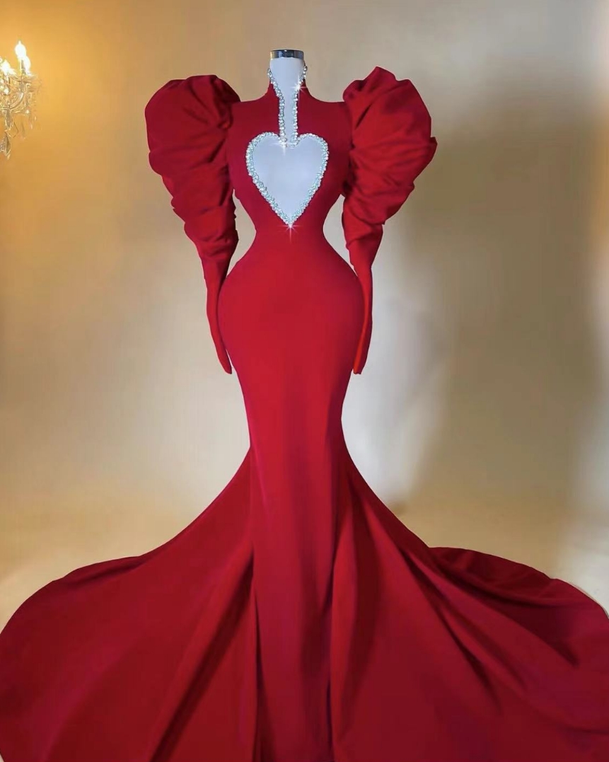 knee length dresses for ladies Macloth High Neck Mermaid Burgundy Long Prom Dress Jersey Formal Evening Gown Custom Color / Above Knee / US2 main image 0