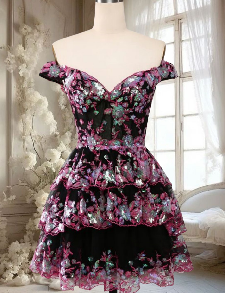 open lace back dress Misshow Sparkly Navy Sweetheart Corset Short Homecoming Dress/Mini Dre –  misshow.com main image 0