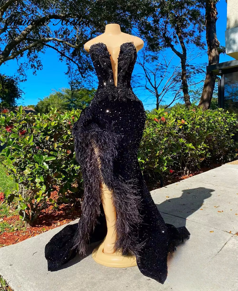 mermaid black prom dresses 2024 Black Prom Dress 2024 V Neck Sleeveless Sequin Mermaid 16W / Blue