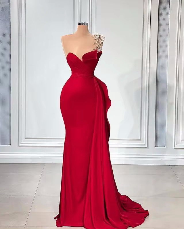 classy red birthday dress Ruby Red Oyemwen Sequin High Slit Birthday Holiday Dress 4XL main image 1