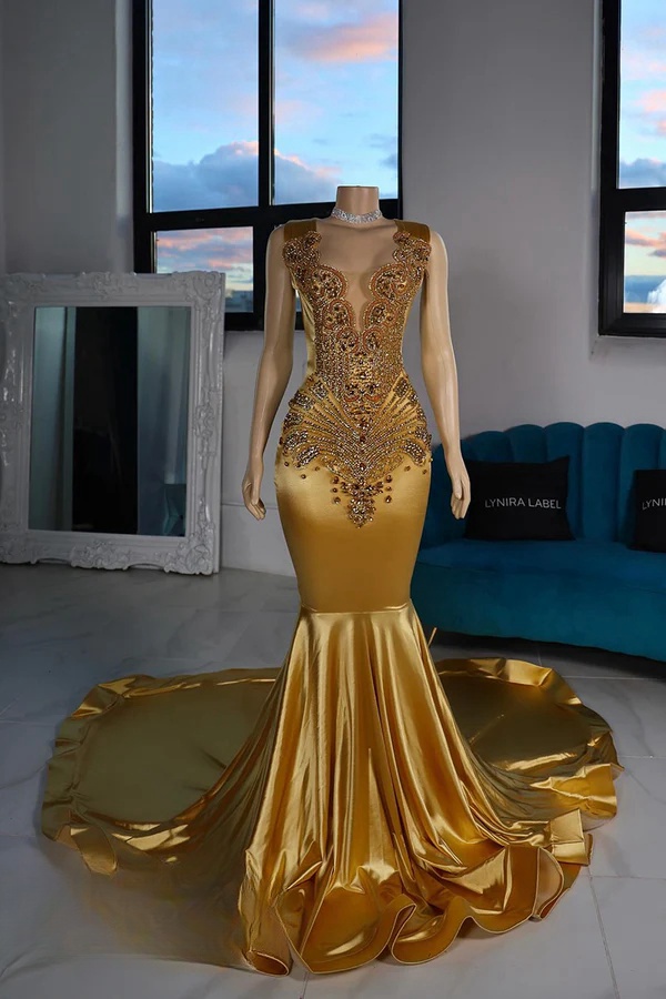 gold crystal prom dress Silver Gold Crystal Gown – Panache by Sharmeen main image 1