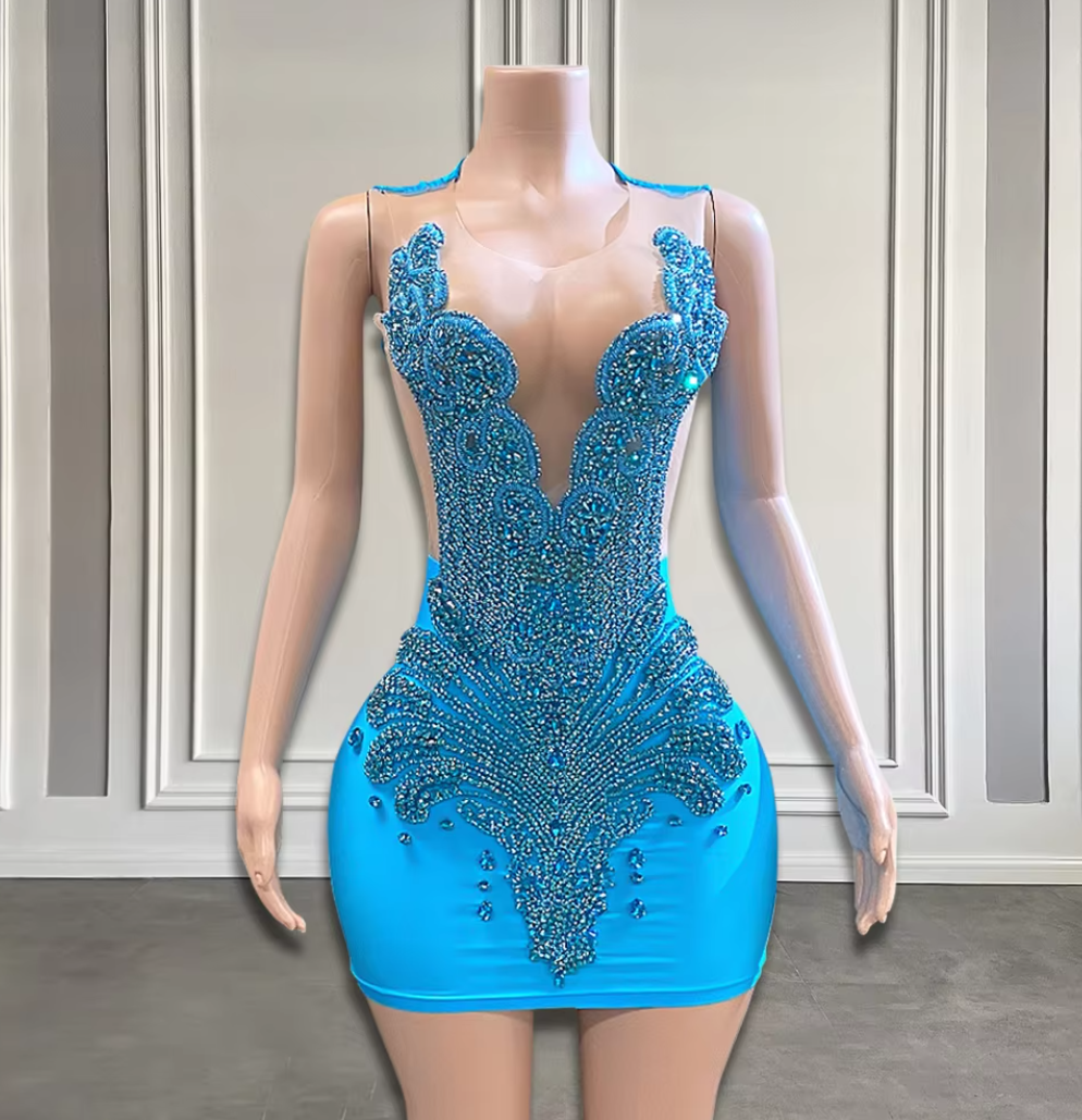 blue dress for baby girl Tulle Short Cocktail Dress – GALINA COUTURE main image 1