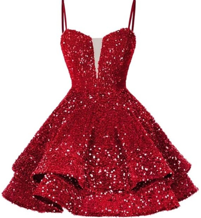 strapless open back dress Short Homecoming Dress 2022 Bodycon Halter Neck Short with Sequin 8 / Red main image 0