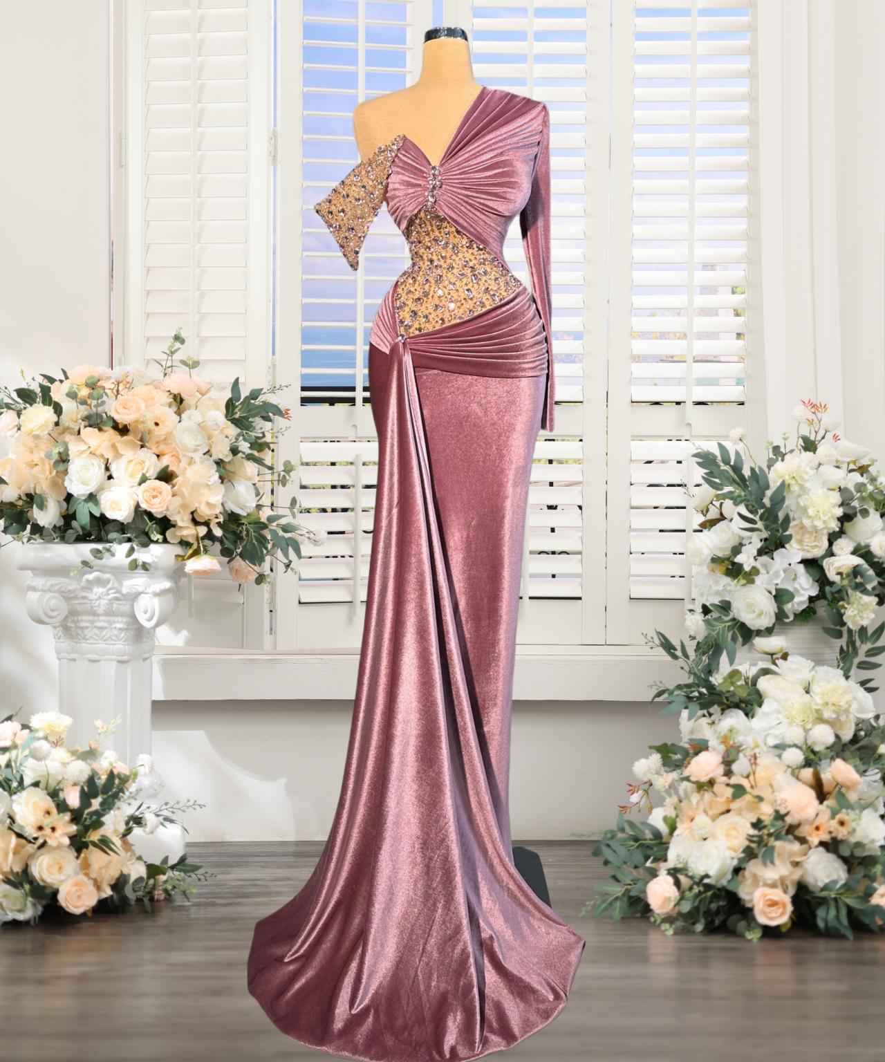 designer mermaid wedding dresses Open Back Sheer Long Sleeve Mermaid Flowers Wedding Dress WD101 US14 / Champagne