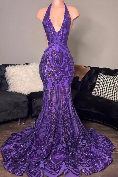 purple prom dresses, lace prom dresses, sparkly prom dresses, arabic evening dresses, mermaid evening dresses, halter prom dresses, mermaid prom dresses, vestidos de fiesta, vestidos de ocasión formales