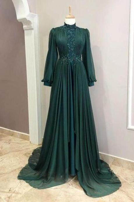 Green Prom Dresses, Long Sleeve Prom Dresses, Beaded Prom Dresses, Sequins Prom Dresses, A Line Prom Dresses, Chiffon Prom Dresses, 2023 Evening