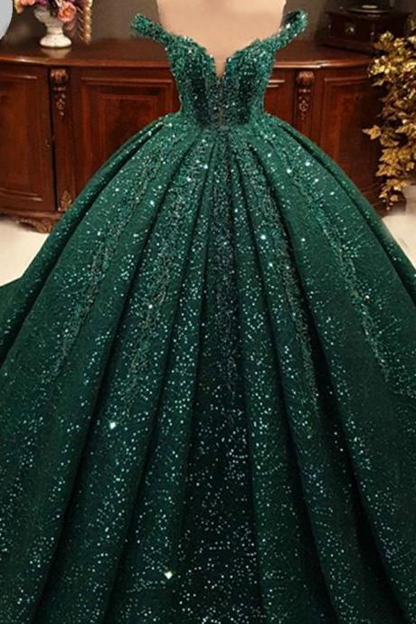 Arabic Green Sequins Beading Evening Dress Off Shoulder Lace Evening Party Gowns Muslim Customize вечернее платье