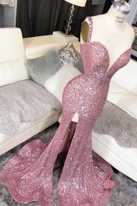 Mermaid Prom Dresses, Pink Prom Dresses, Sequins Prom Dresses, Evening Dresses, Evening Dresses, Sexy Formal Dresses, Evening Gowns, Formal