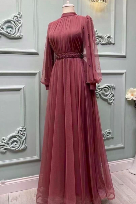 red prom dresses, long sleeve prom dresses, a line prom dresses, tulle evening dresses, sexy prom dresses, evening gowns with pearls, muslim prom dresses, fashion evening gowns, tulle evening dresses