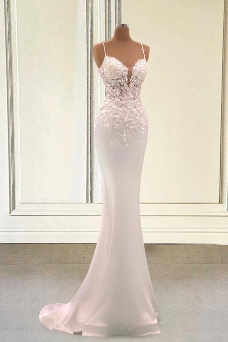 Elegant Bride Mermaid Long Wedding Dresses 2023 Luxury Beaded Appliques Lace Sweetheart Bridal Gowns