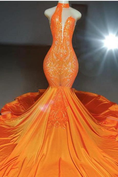 orange prom dresses, sexy prom dresses, high neck prom dresses, mermaid prom dresses, sexy prom dresses, lace evening dresses, cheap evening dresses, 2023 prom dresses, yellow prom dresses