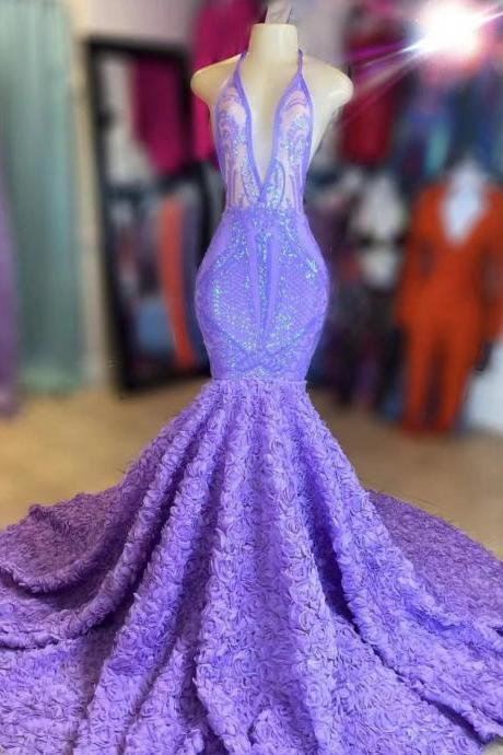Purple Prom Dresses, Flowers Prom Dresses, Purple Evening Dresses, Custom Make Evening Dresses, Vestidos De Fiesta, 2023 Evening Dresses,