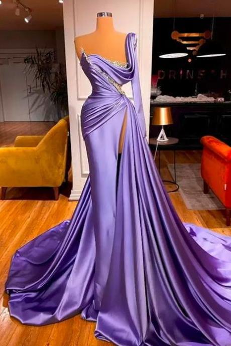 Purple Prom Dresses, One Shoulder Prom Dresses, Sexy Prom Dresses, Custom Make Evening Dresses, 2023 Prom Dresses, Formal Dresses For Wedding,