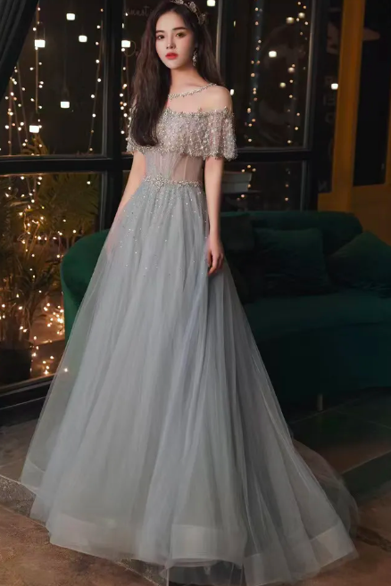 Princes Shiny Plus Size Prom Dress Beads Sequined Formal Long Summer Prom Dress 2023 Dubai Arabic Robe De Soiree Party Blingbling Designer