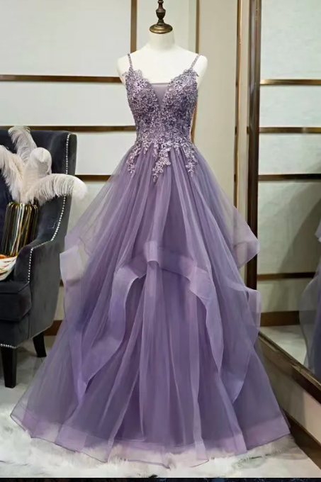 Real Pictures Purple Prom Dress Gold Sequined Strap Lace Appliques Beaded Prom Dresses 2023 Long Sexy Backless Evening Dress Dazzling Crystal