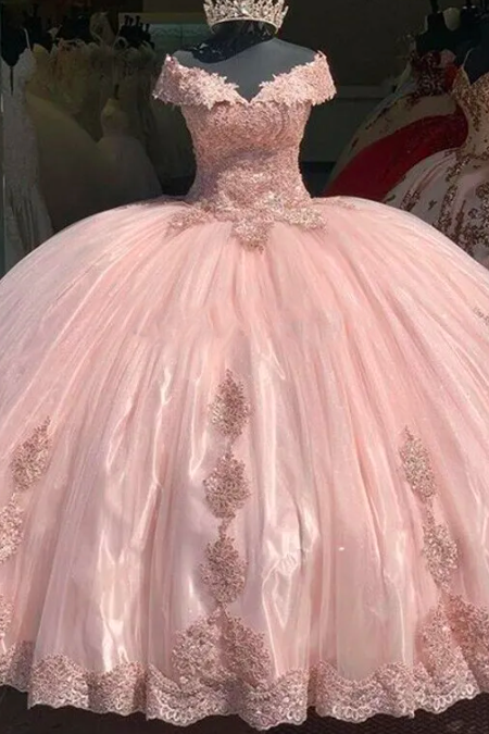 Classy Pink Quinceanera Dress 2023 Puffy Tulle Lace Prom Dress Elegant Vestidos De 15 Quinceanera Corset Xv Sweet 16 Birthday Masquerade Party
