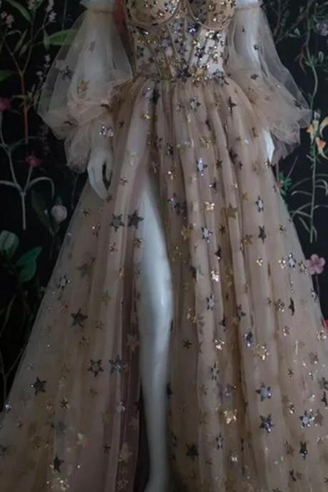 Princess Star Prom Dress 2023 Puffy Sleeve Vestido De Novia Gentle Prom Gown Sweetheart A-line Party Dress