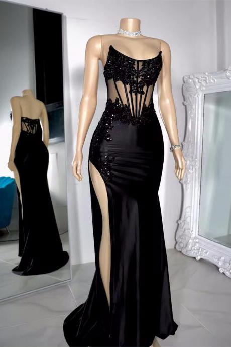 formal dresses when pregnant Long Mermaid High Neck Appliques White Pregnant Formal Dresses main image 1