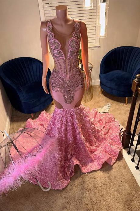 Long Sleeved Gold Sequins Prom Dress for Curvy Black Girls