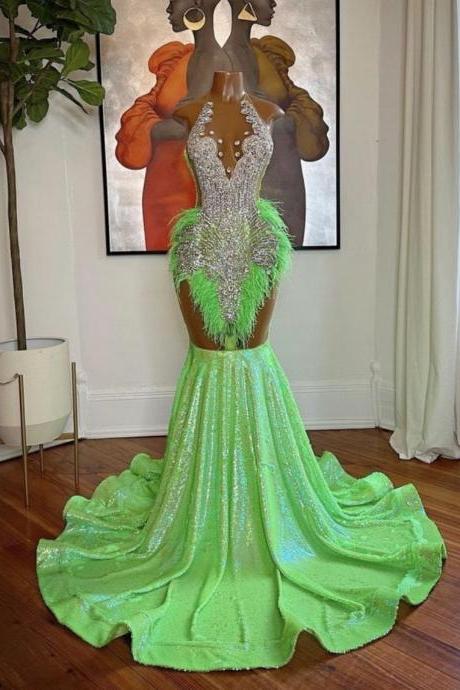 Glamorous Long Sleeves High Neck Satin Mermaid Prom Dresses