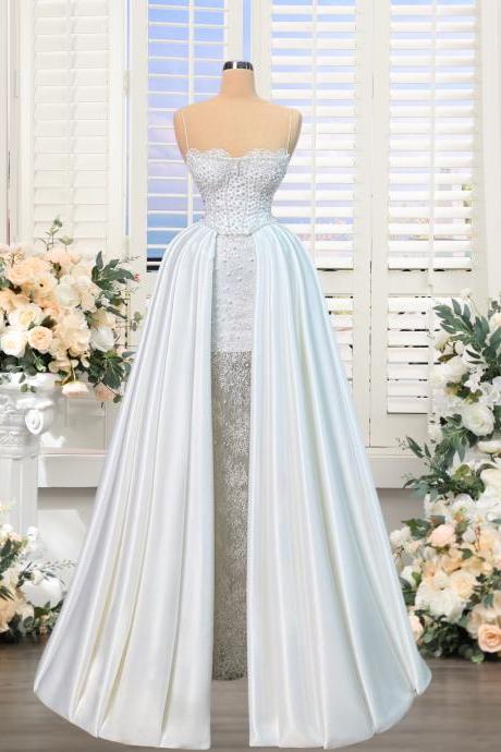 Spaghetti Straps Lace Beach Chiffon Wedding Dress N2683