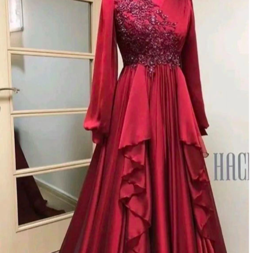 Dark Red Prom Dresses, High Neck Prom Dresses, Long Sleeve Prom Dresses