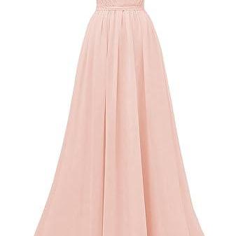 flowy dusty pink chiffon bridesmaid dresses long for women 2024 deep v neck flutter sleeve pleated maid of honor dresses side slit chiffon wedding guest dresses blush pink
