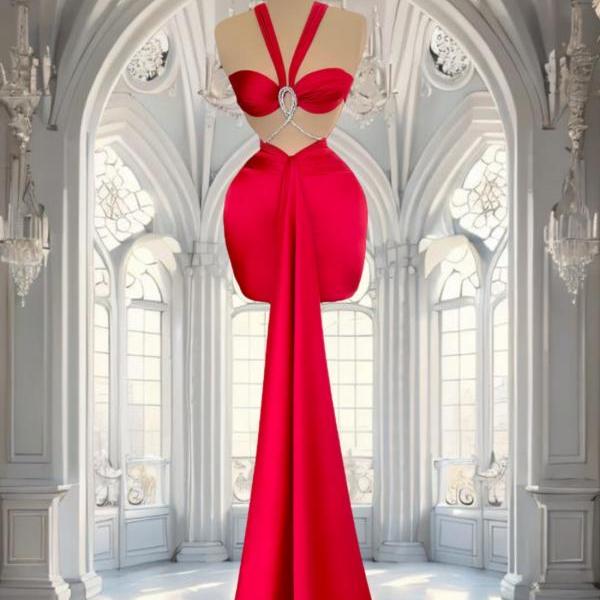 Spaghetti Straps V-Neck Burgundy Pleats Long Wedding Guest Dress