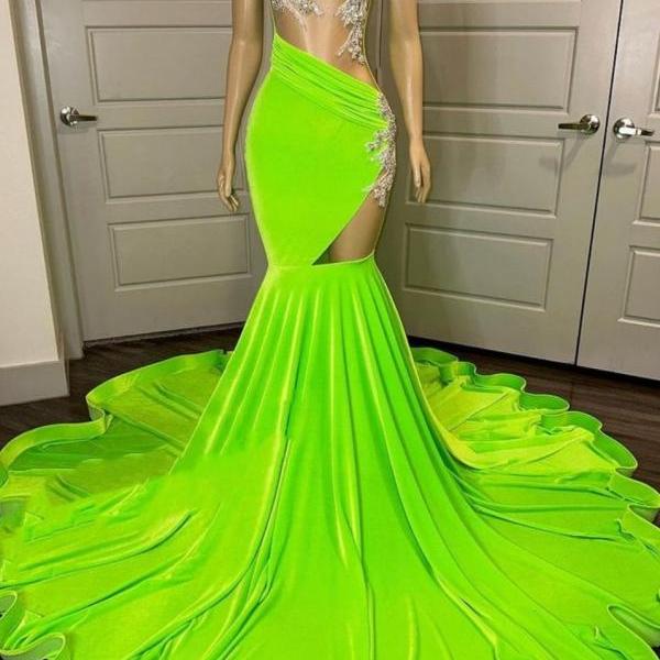 Charming Satin Flowers Long Mermaid Evening Dress Formal Prom Dress Y8219 main image 0