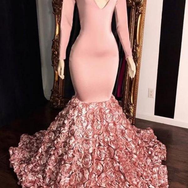 Green One Shoulder Pleated Side Slit 3D Flower Sheath Prom Dress Sparkly Formal Evening Dress main image 1