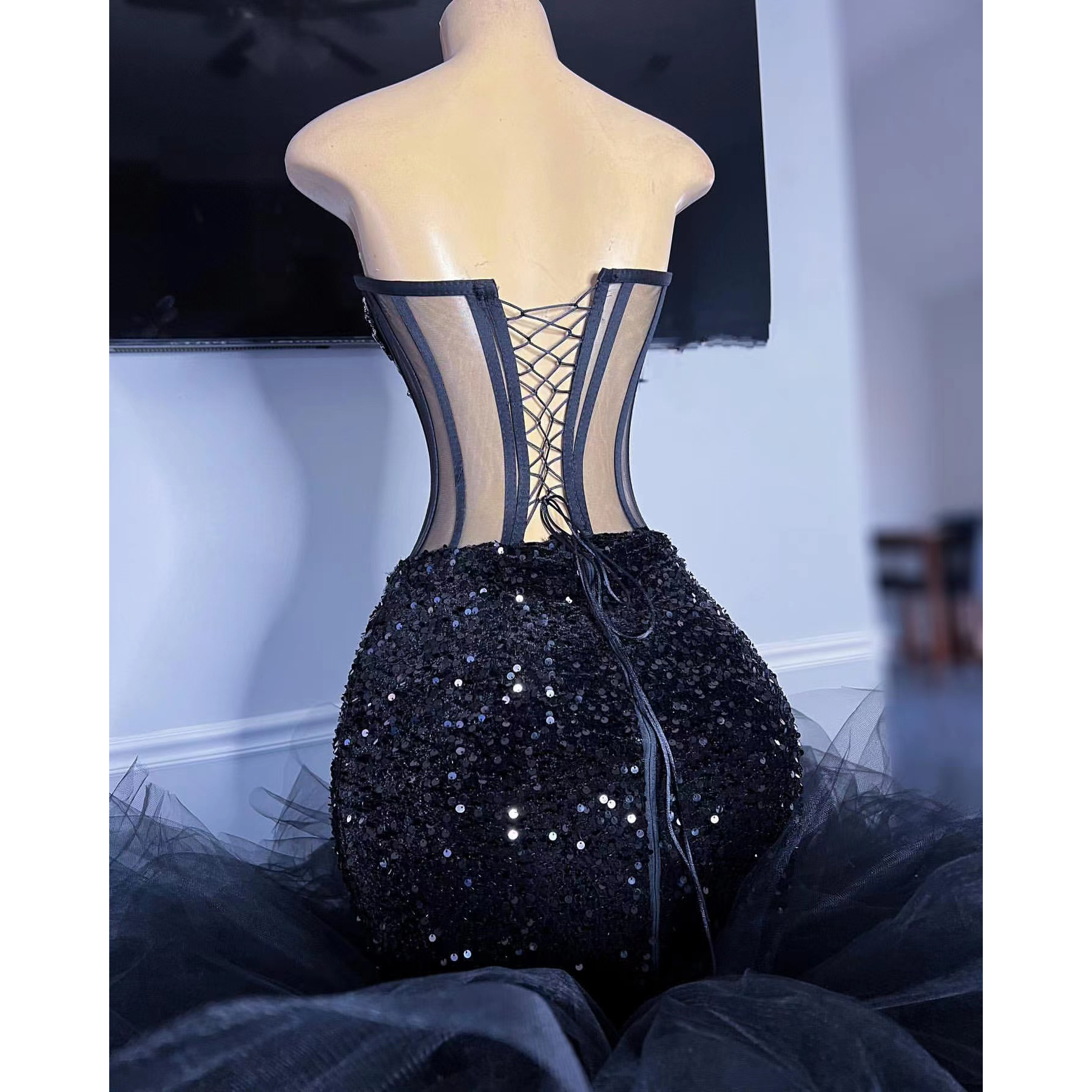 Charming Black Prom Dress,Sexy Backless Prom Dress with Slit,   cg15113