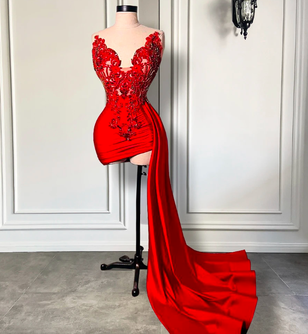 Elegant Halter Sleeveless Beaded Embroidery Women Birthday Party Gowns