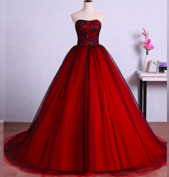 2024 Red And Black Ball Gown Prom Dress Sweetheart Sleeveless Beads   Product Original 3350497 491469 1693881208 F9001ff3dd38de9dfd59f427b625e2c8 