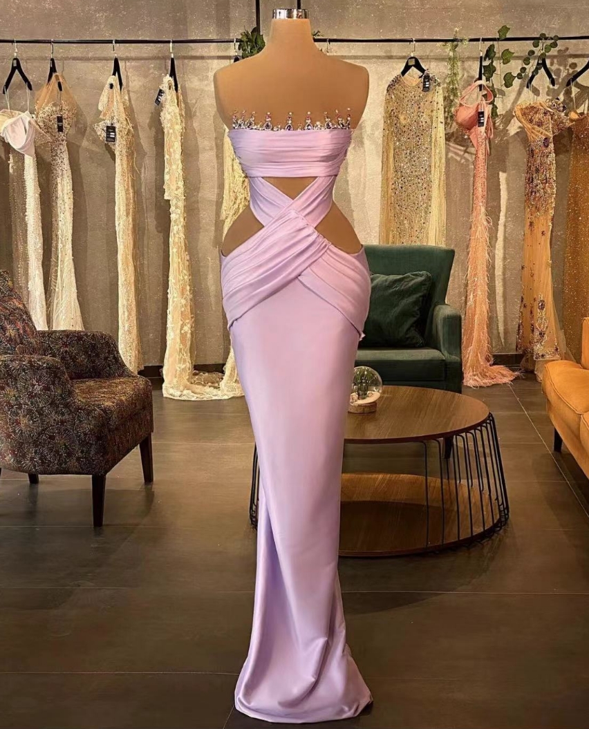 Lilac Mermaid Prom Dresses Long For Women 2025 Crystal Beaded Formal ...