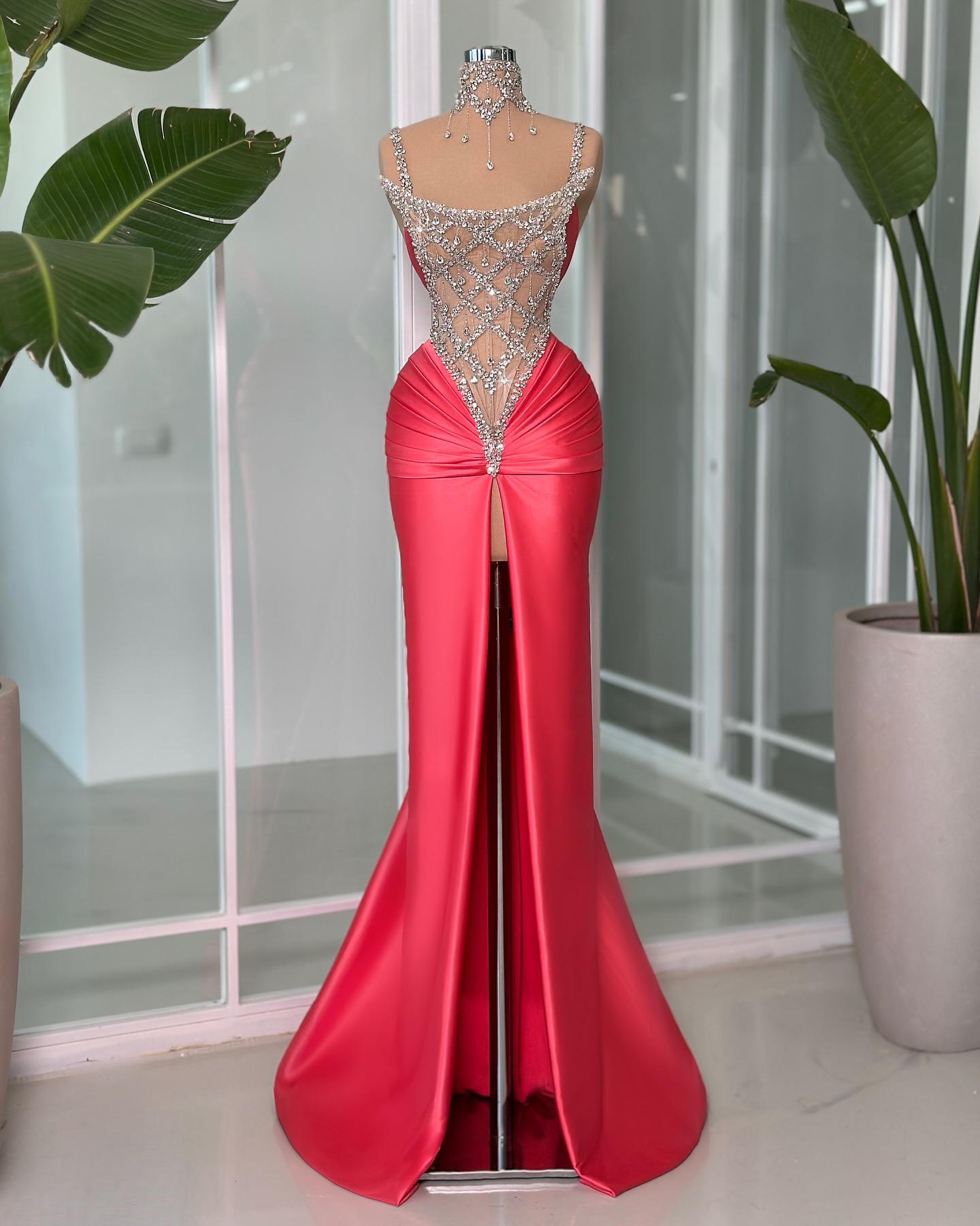 Red Satin Long Birthday Evening Dress Formal Prom Dress  cc2523 main image 0